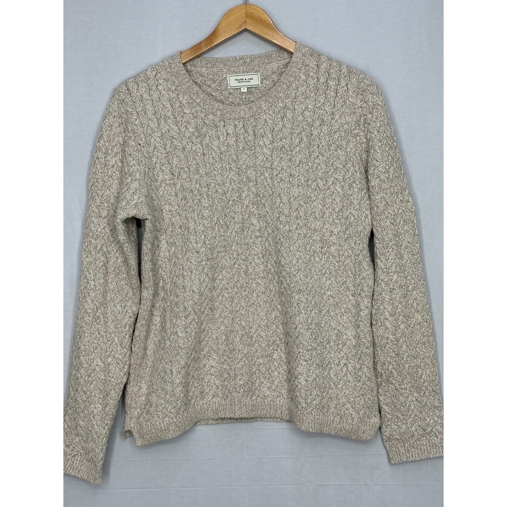 Frank & Oak Mens Cable Knit Pullover Sweater Mens Ivory Crew Neck Soft Comfy S